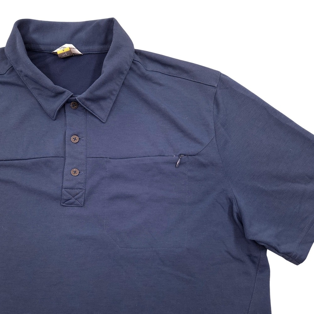 Eddie Bauer Travex Polo Shirt Moisture‎ Wicking Zip Pocket Blue Mens Large